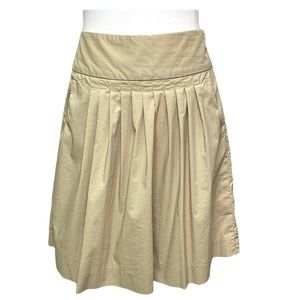 Banana Republic Pleated Skirt Pockets Khaki 8 NEW